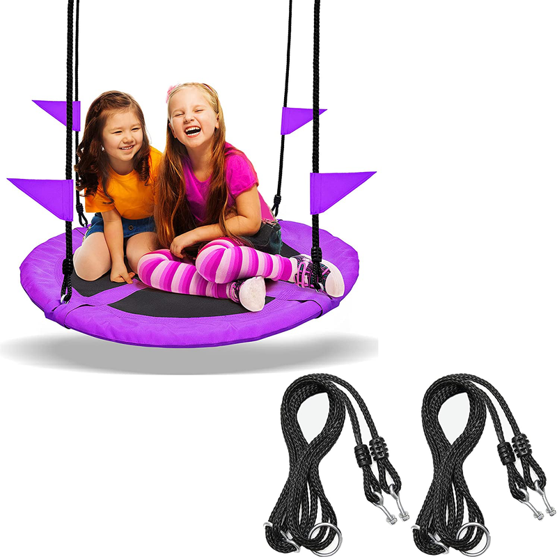PACEARTH 40 Inch Saucer Tree Swing Flying 660lb Weight Capacity with Multi-Strand Ropes Replacement (Purple) Home & Garden > Lawn & Garden > Outdoor Living > Porch Swings PACEARTH Default Title  