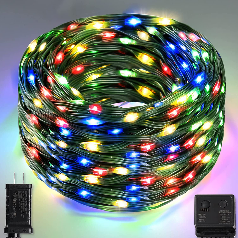ROYAMY Outdoor Christmas String Lights 100LED IP65 Waterproof Green PVC Wire Plug in Starry Fairy String Lights 8 Modes for Halloween Xmas Tree Party Wedding Indoor Decoration Multicolor 48ft Home & Garden > Decor > Seasonal & Holiday Decorations& Garden > Decor > Seasonal & Holiday Decorations ROYAMY Multicolor 300LED 