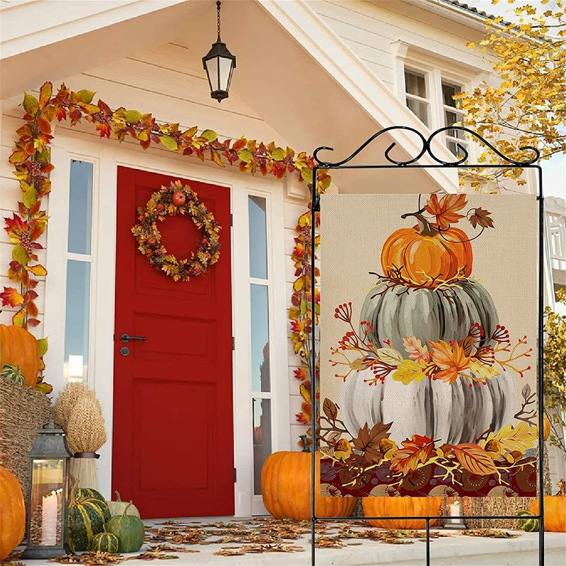Covido Home Decorative Fall Pumpkin Patch Large House Flag, Maple Leaf Garden Yard Outside White Pumpkin Welcome Decor, Thanksgiving Outdoor Autumn Harvest Farmhouse Decorations Double Sided 28 x 40 Home & Garden > Decor > Seasonal & Holiday Decorations& Garden > Decor > Seasonal & Holiday Decorations Covido   