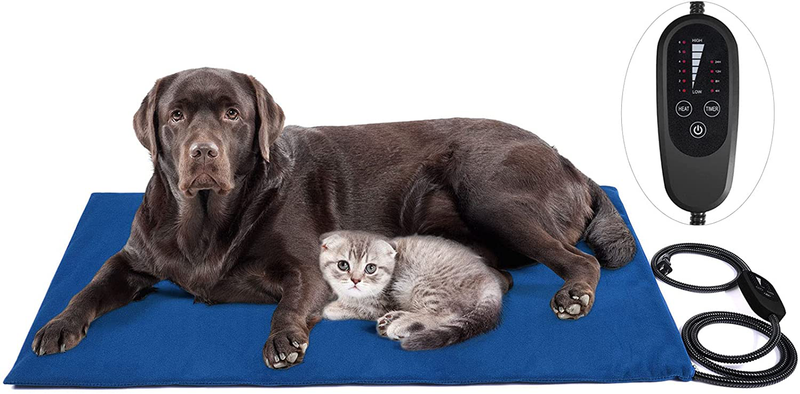 Super Large Size Pet Heating Pad Electric Heating Pad for Dogs, Waterproof Dog Cat Heating Pad, Adjustable Warming Mat with 6 Levels Temperature & 4 Timers Levels Auto Power off Chew Resistant Cord  clawsable L-36"x24"  