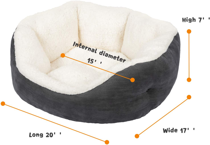 SHU UFANRO Small Dog Bed, Cat Bed for Indoor Cats, Puppy Beds for Small Dogs, Washable Anti-Slip Bottom Flannel Grey Cat Beds 20 Inch