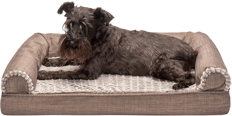 Furhaven Orthopedic, Cooling Gel, and Memory Foam Pet Beds for Small, Medium, and Large Dogs and Cats - Luxe Perfect Comfort Sofa Dog Bed, Performance Linen Sofa Dog Bed, and More Animals & Pet Supplies > Pet Supplies > Dog Supplies > Dog Beds Furhaven Faux Fur & Linen Woodsmoke Sofa Bed (Cooling Gel Foam) Medium (Pack of 1)