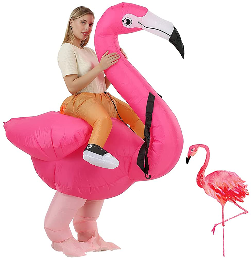 RHYTHMARTS Inflatable Flamingo Costume Ride On Flamingo Christmas Costume Cosplay Party for Adult (Flamingo with 1 Fan) Apparel & Accessories > Costumes & Accessories > Costumes RHYTHMARTS Default Title  