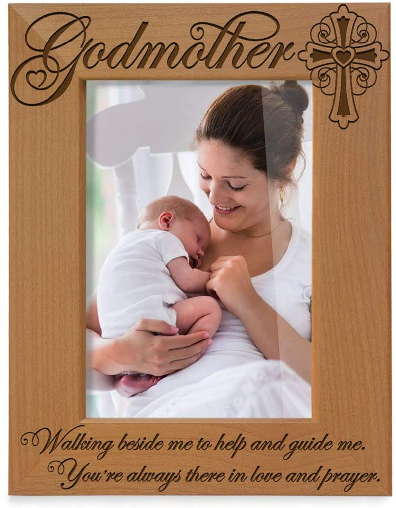 KATE POSH - Godfather Engraved Natural Wood Picture Frame, Cross Decor, Godfather Gift from Godchild, Baptism Gifts, Religious Catholic Gifts, Thank You Gifts (4" x 6" Vertical) Home & Garden > Decor > Seasonal & Holiday Decorations KATE POSH 5x7 Vertical (Godmother)  