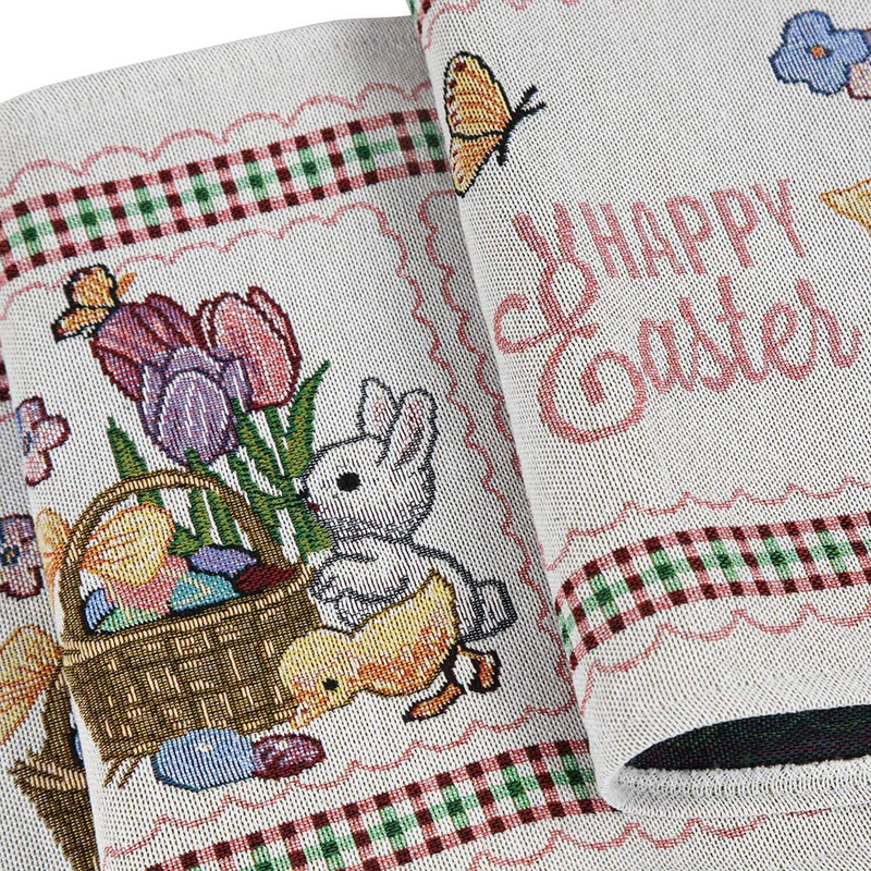 Feuille Easter Table Runner – Easter Bunny Table Runner for Dining Room, Flower Spring Table Runner for Easter Decorations (13X70 Inch)