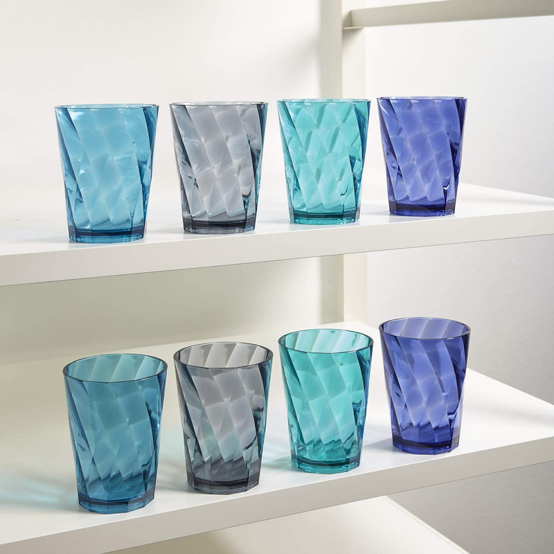 Optix 14-ounce Plastic Tumblers | set of 8 in 4 Coastal Colors Home & Garden > Kitchen & Dining > Tableware > Drinkware US Acrylic   