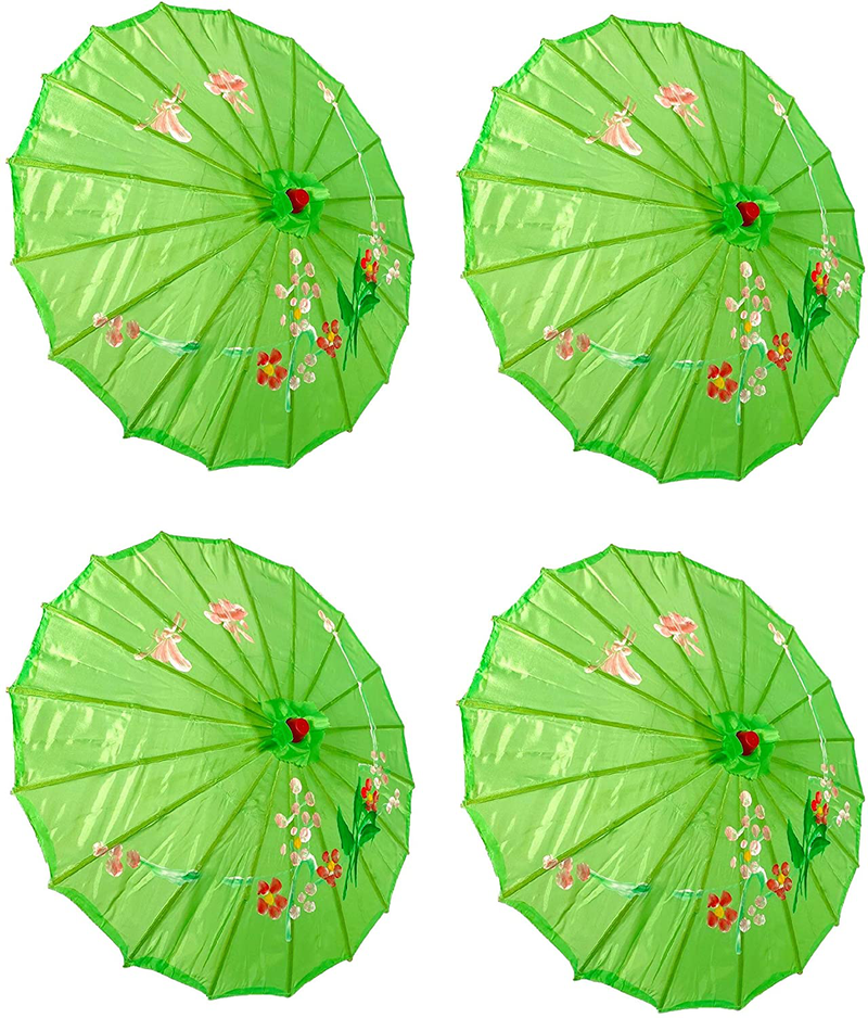TJ Global PACK OF 4 Japanese Chinese Kids Size 22" Umbrella Parasol For Wedding Parties, Photography, Costumes, Cosplay, Decoration And Other Events - 4 Umbrellas (Red) Home & Garden > Lawn & Garden > Outdoor Living > Outdoor Umbrella & Sunshade Accessories TJ Global Green  