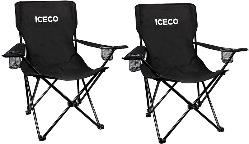 ICECO Camping Chairs for Adult, Ultralight Folding Chairs for Outside, Portable Chairs Compact with Double Cup Holders Carrying Bag for Fishing Hiking BBQ Picnic Festival Sporting Goods > Outdoor Recreation > Camping & Hiking > Camp Furniture ICECO Black-2pack  