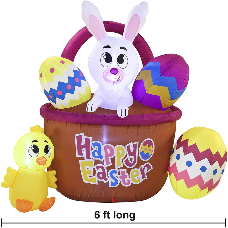 Joiedomi Easter Inflatable Outdoor Decoration 6 Ft Long Easter Basket with Build-In Leds Blow up Inflatables for Easter Holiday Party Indoor, Outdoor, Yard, Garden, Lawn Fall Decor Home & Garden > Decor > Seasonal & Holiday Decorations Joiedomi   