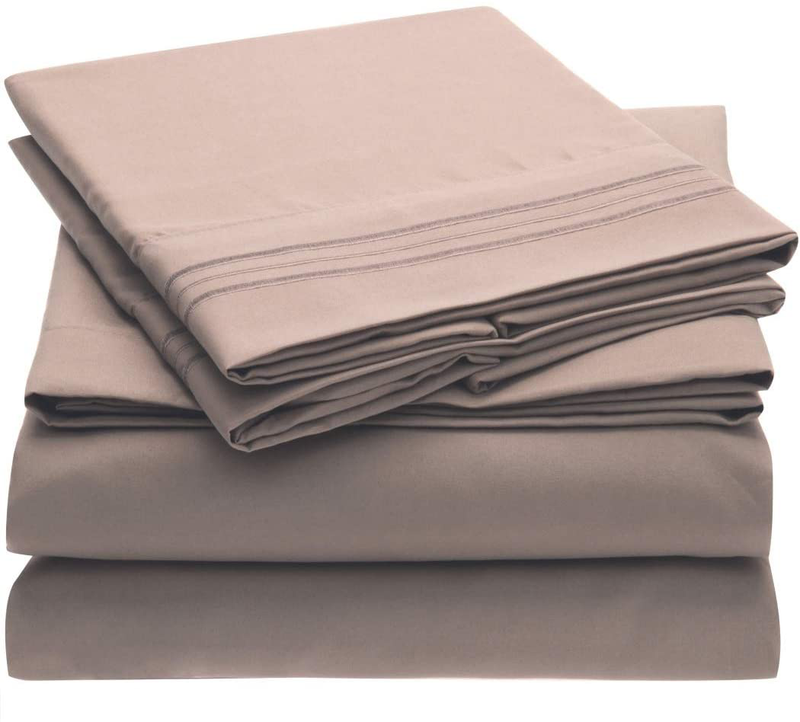 Mellanni California King Sheets - Hotel Luxury 1800 Bedding Sheets & Pillowcases - Extra Soft Cooling Bed Sheets - Deep Pocket up to 16" - Wrinkle, Fade, Stain Resistant - 4 PC (Cal King, Persimmon) Home & Garden > Linens & Bedding > Bedding Mellanni Tan Queen 