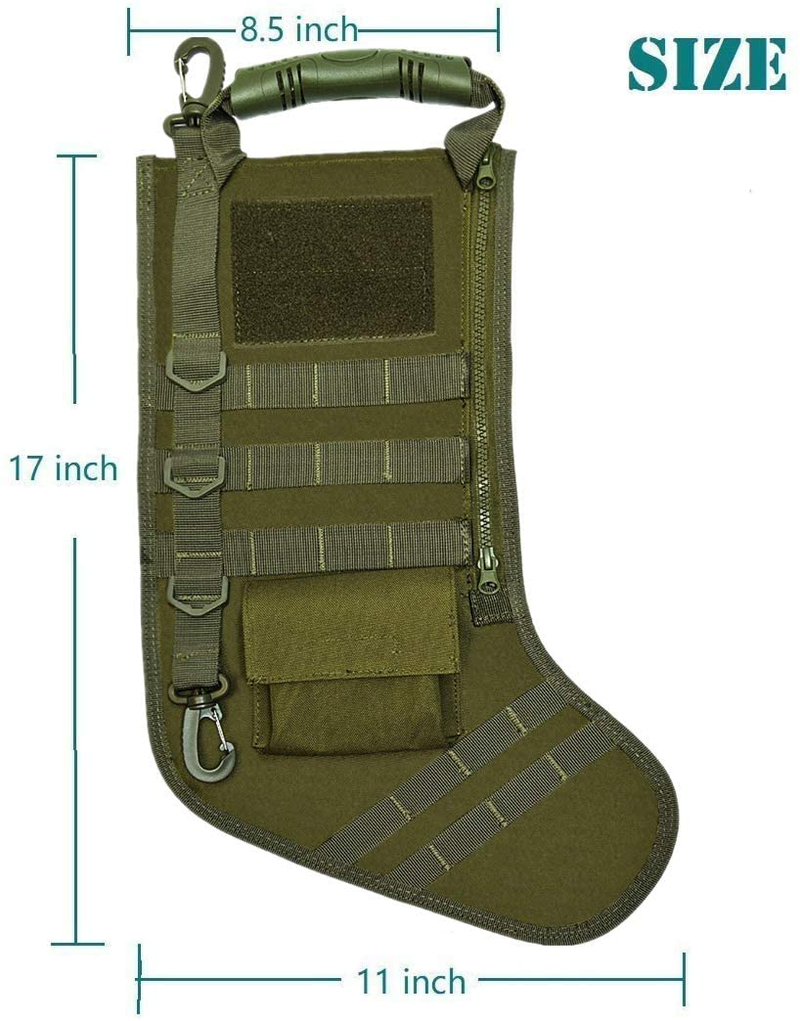 SPEED TRACK Tactical Christmas Xmas Stocking W/Handle, Perfect Mantel Decoration, Gift for Veterans Military Patriotic and Outdoorsy People (Green) Home & Garden > Decor > Seasonal & Holiday Decorations& Garden > Decor > Seasonal & Holiday Decorations SPEED TRACK   