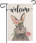 Easter Garden Flag 12.5 X 18 Inch Vertical Double Sided for Easter Decor Welcome Bunny Easter Small Garden Flag Tulip Floral Decorative Garden Flag for outside Yard Easter Outdoor Decoration B95-12 Home & Garden > Decor > Seasonal & Holiday Decorations AENEY Gray  
