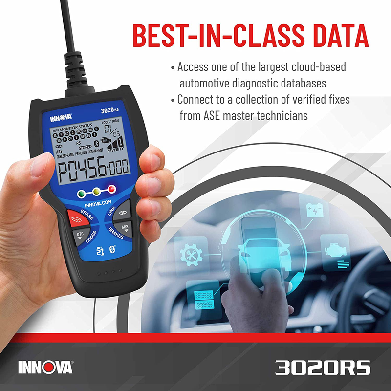 INNOVA 3020RS Code Scanner - Professional OBD2 Scanner - Emission Test Scan Tool - ABS - RepairSolutions2 App - Check Engine Light Code Reader  ‎Innova Electronics Corp.   
