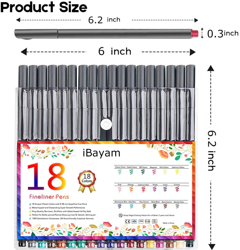 iBayam Journal Planner Pens Colored Pens Fine Point Markers Fine Tip Drawing Pens Porous Fineliner Pen for Bullet Journaling Writing Note Taking Calendar Coloring Art Office School Supplies, 18 Colors Office Supplies > General Office Supplies iBayam   