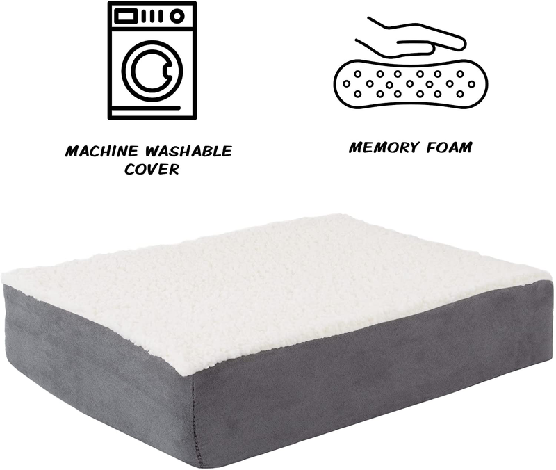 Orthopedic Dog Bed and Replacement Covers Collection – 2-Layer Memory Foam Dog Bed with Machine Washable Sherpa Top Cover  PETMAKER   