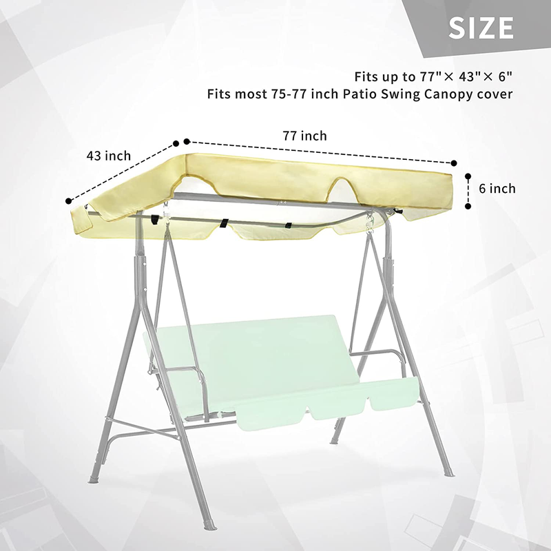 Hohong Patio Swing Canopy Cover,Swing Replacement Waterproof Canopy Top Cover with Velcro Strap for Outdoor Garden Chairs, Beige - 77x43x6inch Home & Garden > Lawn & Garden > Outdoor Living > Porch Swings HOHONG   