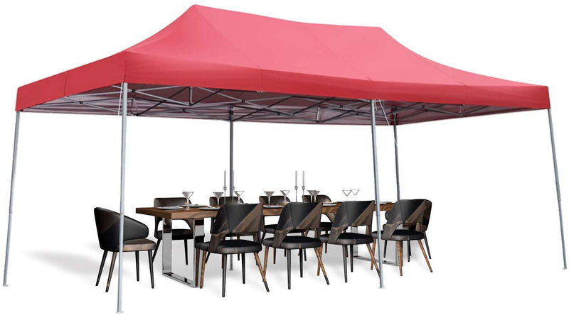 DOIT 10 x 20 FT Pop Up Canopy with Removable Sidewalls, Outdoor Canopy Tent for Party, Event, Wedding & Camping, Instant Easy Up Gazebo Shelter with Potable Wheeled Carrying Bag - Red Home & Garden > Lawn & Garden > Outdoor Living > Outdoor Structures > Canopies & Gazebos DOIT Red  