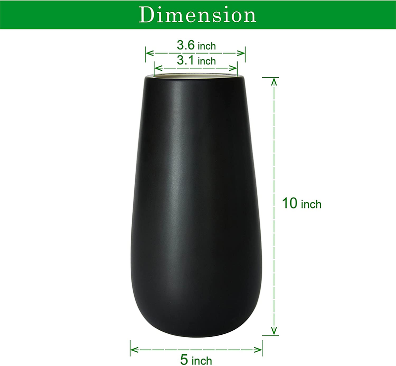 D'vine Dev 10 Inch Matte Black Elegant Oval Ceramic Vase for Flowers, Home Décor Vase with Design Box, VS-OV-MT-B Home & Garden > Decor > Vases D'vine Dev   