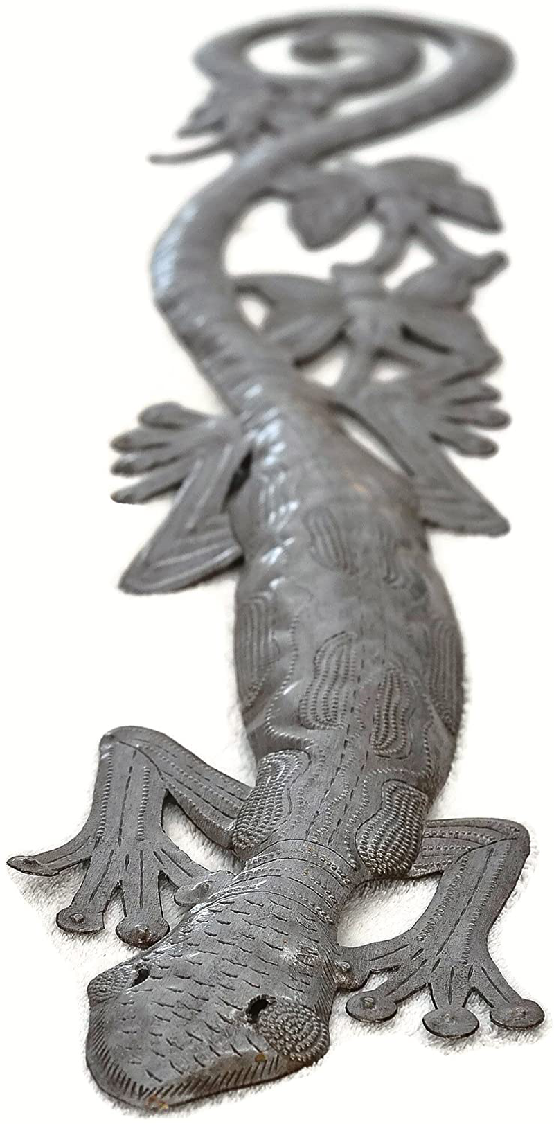 It's Cactus Gecko Climbing The Wall, Decorative Plaques, Indoor and Outdoor, Handmade in Haiti from Recycled Steel Drums 6 x 35 inches Home & Garden > Decor > Artwork > Sculptures & Statues It's Cactus   