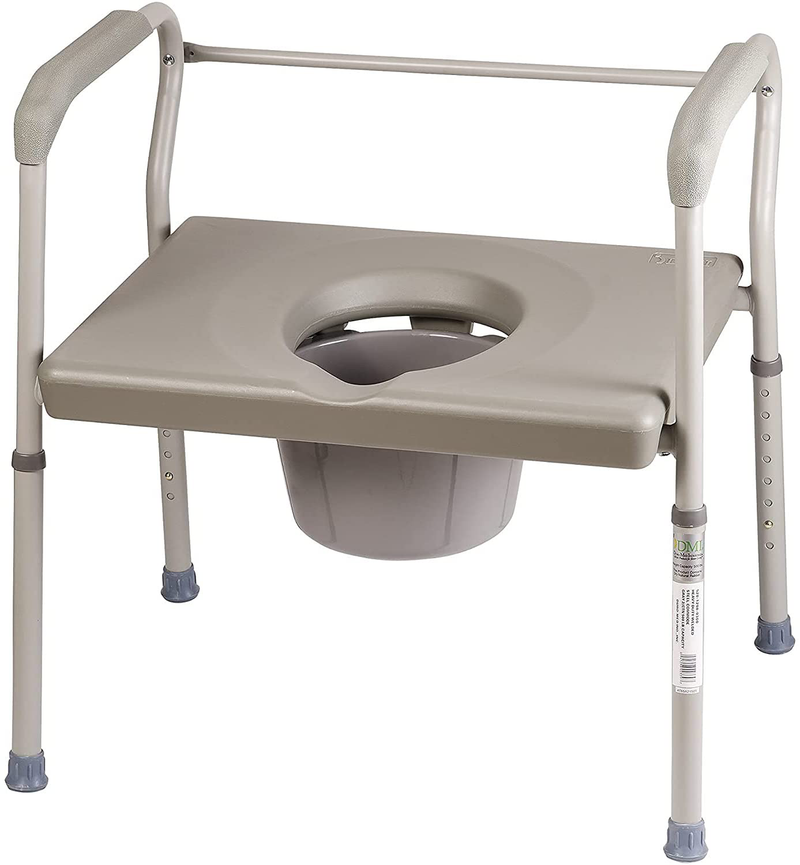 DMI Bedside Commode, Portable Toilet, Commode Chair, Raised Toilet Seat with Handles, Holds up to 500 Pounds with Included 7 Qt Commode Bucket, Adjustable from 19-23 Inches, Extra Wide Commode Sporting Goods > Outdoor Recreation > Camping & Hiking > Portable Toilets & ShowersSporting Goods > Outdoor Recreation > Camping & Hiking > Portable Toilets & Showers DMI Standard Commode  