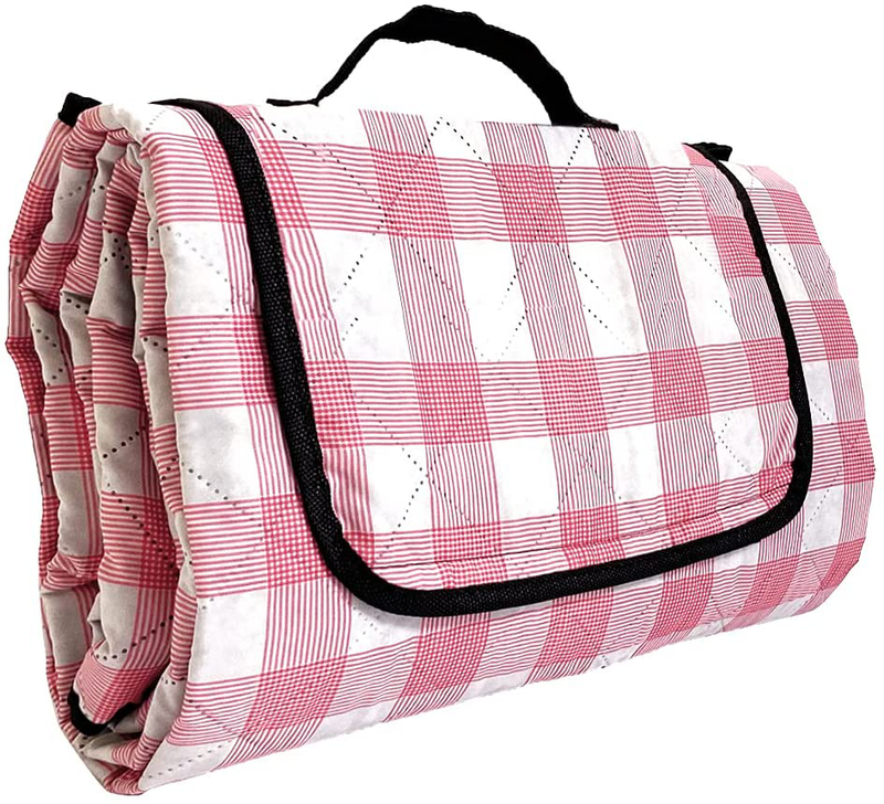 Extra Large Picnic Outdoor Blanket, 59" X 79" Waterproof Foldable Blankets Gingham Picnic Mat for Beach, Camping Outdoor Picnic Blanket,Suitable for Camping,Travel Vacation Beach & Park Home & Garden > Lawn & Garden > Outdoor Living > Outdoor Blankets > Picnic Blankets Shixi Red-and-white  