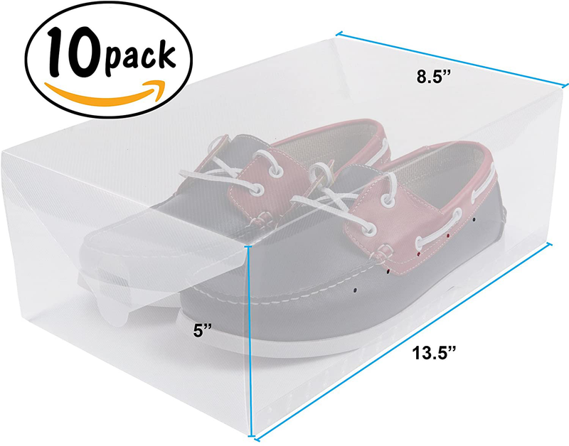 Greenco Clear Foldable Shoe Storage Boxes-10 Pack-