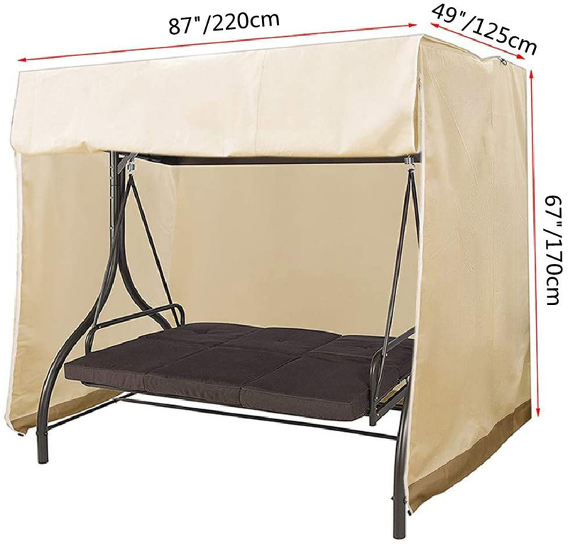 Outdoor Swing Cover 3 Seater Swing Covers for Outdoor Furniture Patio Swing Cover Durable Hammock Outdoor Swing Glider Cover 87x49x67 inches All Weather Protection (Beige) Home & Garden > Lawn & Garden > Outdoor Living > Porch Swings daitous   