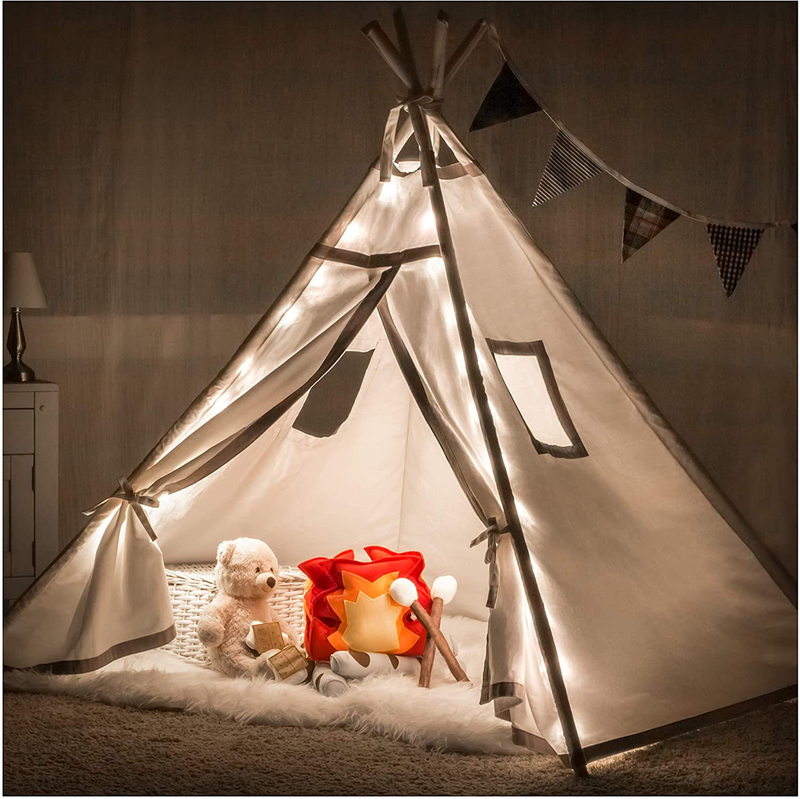 Teepee Tent for Girls, Boys - Deluxe Set with Smores-Campfire, Fairy Lights, Super Thick Fabric | Kids Love This Luxury Tipi for Indoor Reading, Imaginative Pretend Play | for Children, Toddlers Sporting Goods > Outdoor Recreation > Camping & Hiking > Tent Accessories Lucky Limedrop Toys   