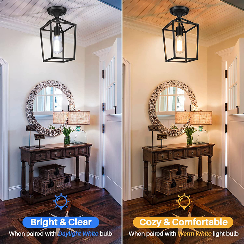Farmhouse Semi Flush Mount Ceiling Light Fixtures for Hallway, Rustic Close to Ceiling Light for Entryway Kitchen Island, Industrial Black Ceiling Lighting for Foyer Dining Room Laundry Porch, 2 Packs Home & Garden > Lighting > Lighting Fixtures > Ceiling Light Fixtures KOL DEALS   