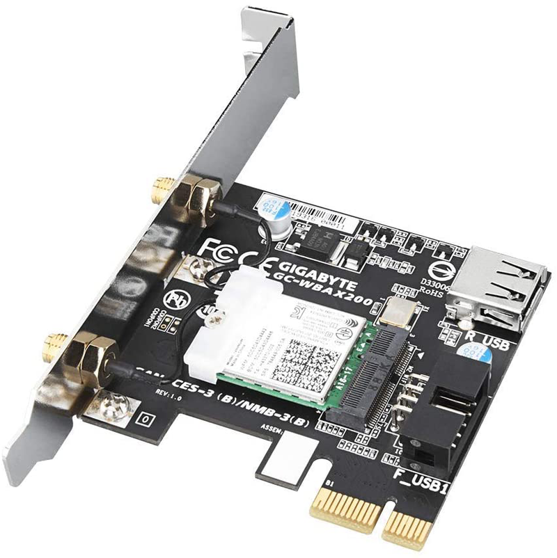 Gigabyte GC-Wbax200 2x2 802.11Ax Dual Band WiFi + Bluetooth 5 PCIe Expansion Card Electronics > Networking > Network Cards & Adapters Gigabyte   