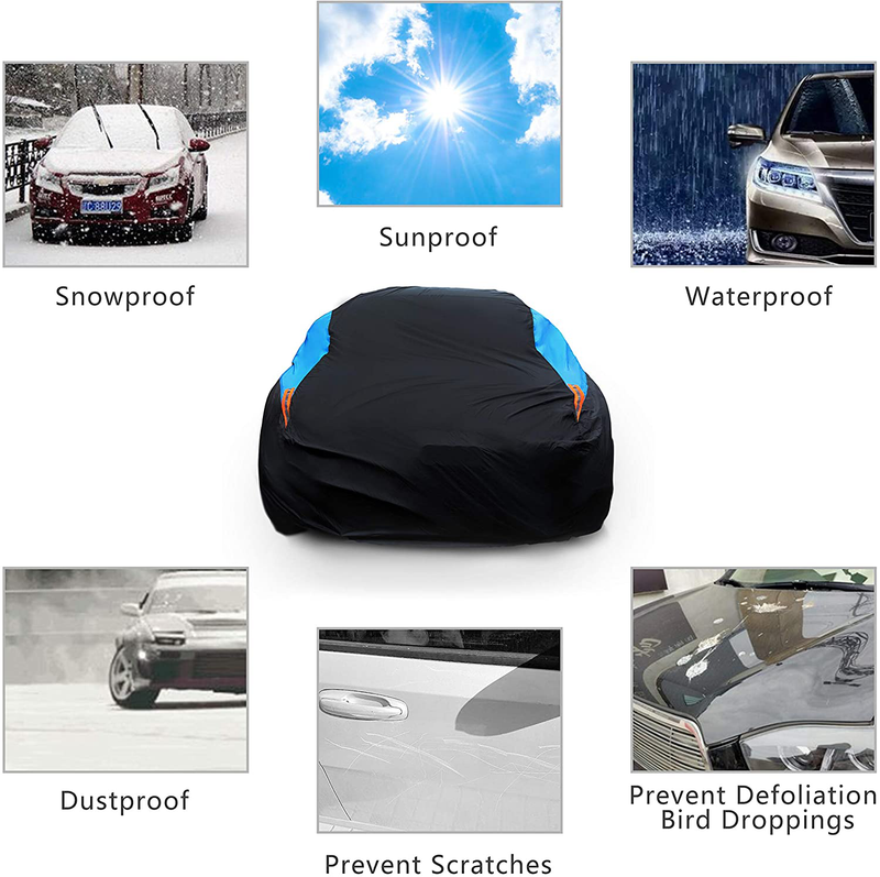 MORNYRAY Waterproof Car Cover All Weather Snowproof UV Protection Windproof Outdoor Full car Cover, Universal Fit for Sedan (Fit Sedan Length 194-206 inch)  MORNYRAY   