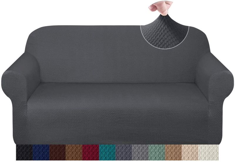 Granbest Thick Sofa Covers for 3 Cushion Couch Stylish Pattern Couch Covers for Sofa Stretch Jacquard Sofa Slipcover for Living Room Dog Pet Furniture Protector (Large, Gray) Home & Garden > Decor > Chair & Sofa Cushions Granbest Grey Medium 