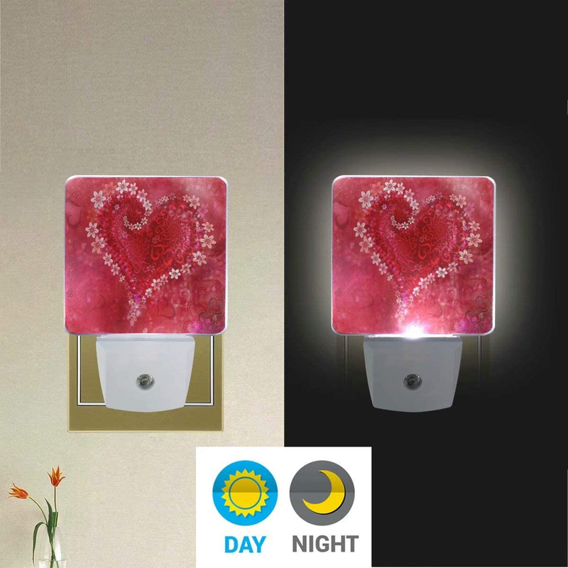 Pfrewn Happy Valentine Day Night Light Set of 2 Mothers Day Red Heart Plug-In LED Nightlights Spring Be Mine Love Auto Dusk-To-Dawn Sensor Lamp for Bedroom Bathroom Kitchen Hallway Stairs Decorative Home & Garden > Lighting > Night Lights & Ambient Lighting Pfrewn   