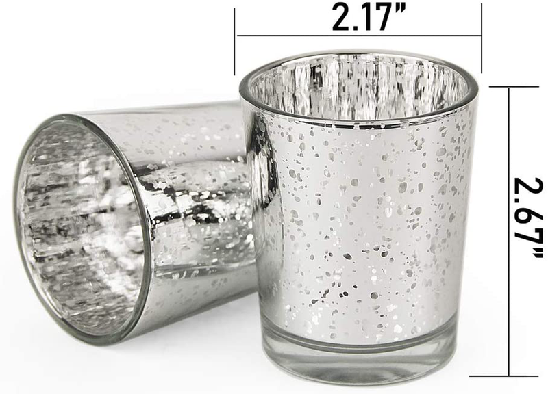 SHMILMH Silver Votive Candle Holders, Set of 12 Mercury Glass Tealight Candle Holders Bulk with Speckled for Wedding Centerpieces, Home Decor Home & Garden > Decor > Home Fragrance Accessories > Candle Holders SHMILMH   