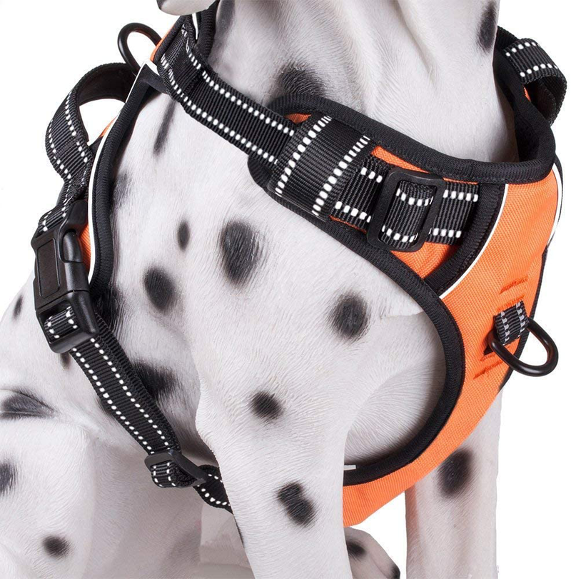PoyPet No Pull Dog Harness, Reflective Vest Harness with 2 Leash Attachments and Easy Control Handle for Small Medium Large Dog Animals & Pet Supplies > Pet Supplies > Dog Supplies PoyPet Orange XS 