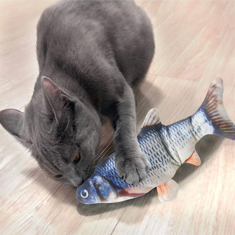Senneny 2 Pack Electric Moving Fish Cat Toy, Realistic Plush Simulation Electric Wagging Fish Catnip Kicker Toys, Funny Interactive Pets Pillow Chew Bite Kick Supplies for Cat Kitten Kitty