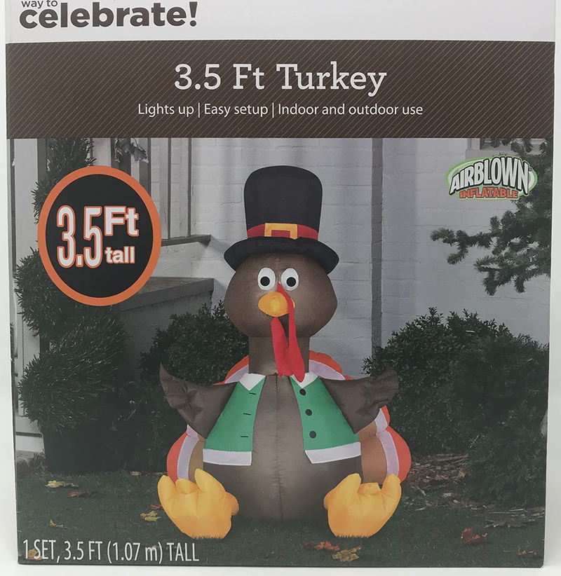 Outdoor Decor 3.5 ft. Inflatable Lighted Happy Turkey