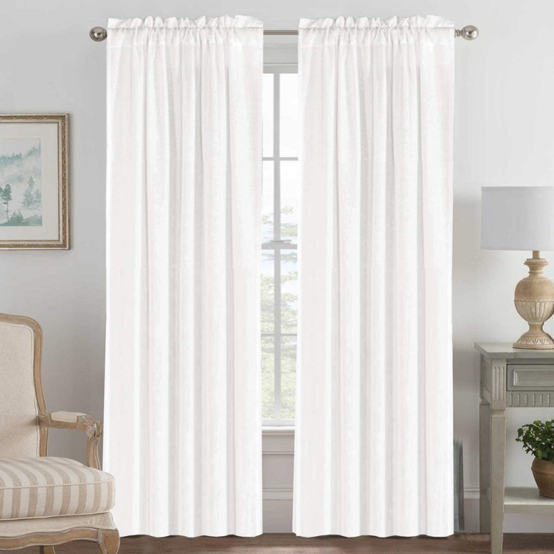 Linen Curtains Light Filtering Privacy Protecting Panels Premium Soft Rich Material Drapes with Rod Pocket, 2-Pack, 52 Wide x 96 inch Long, Natural Home & Garden > Decor > Window Treatments > Curtains & Drapes H.VERSAILTEX White 52"W x 84"L 