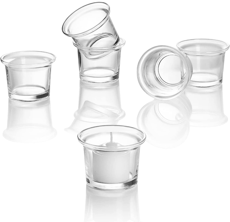 ELIVIA (24 Pack) Tea Light Holders, Oyster Clear Glass Candle Holder for Weddings, Parties and Home Decor - CH05  Elivia Ch05  