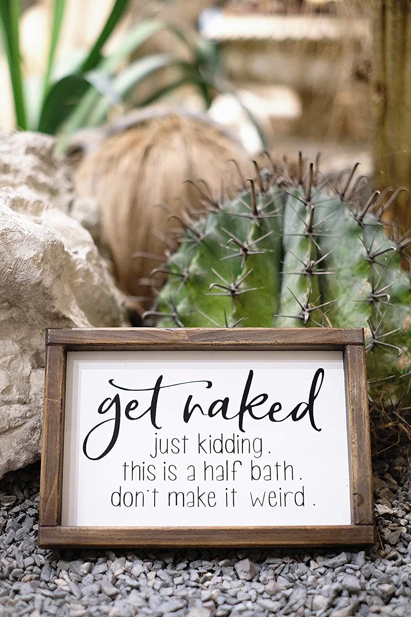 Lavender Inspired Get Naked Bathroom Signs-Funny Bathroom Signs Decor-Half Bath Signs-Farmhouse Bathroom Wall Decor-Guests Bath-Just Kidding, This is a Half Bath, Dont Make It Weird. Home & Garden > Decor > Seasonal & Holiday Decorations Lavender Inspired   