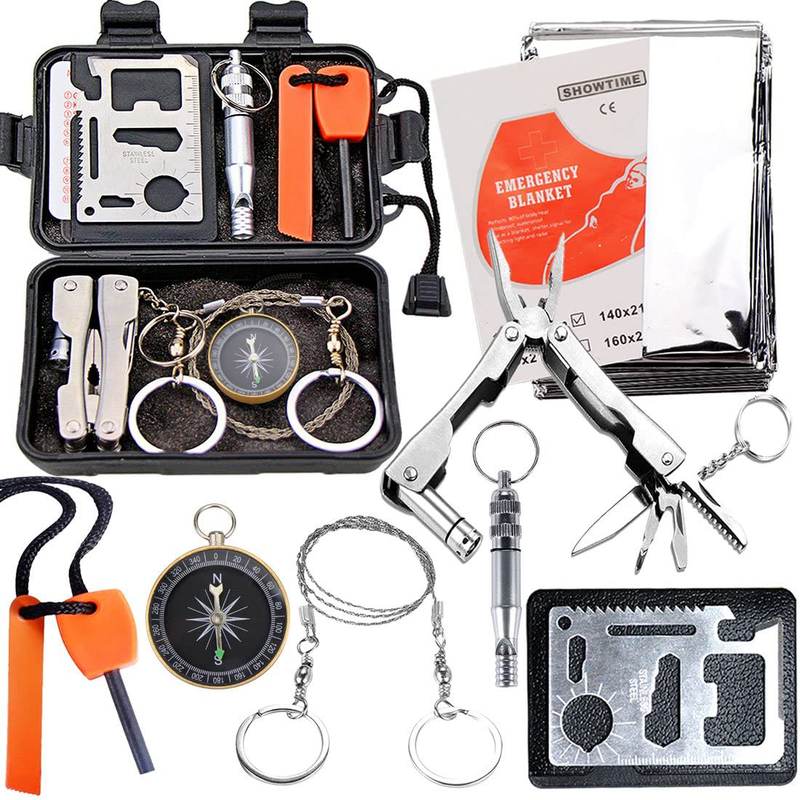 EMDMAK Survival Kit Outdoor Emergency Gear Kit for Camping Hiking Travelling or Adventures Sporting Goods > Outdoor Recreation > Camping & Hiking > Camping Tools EMDMAK Basic  