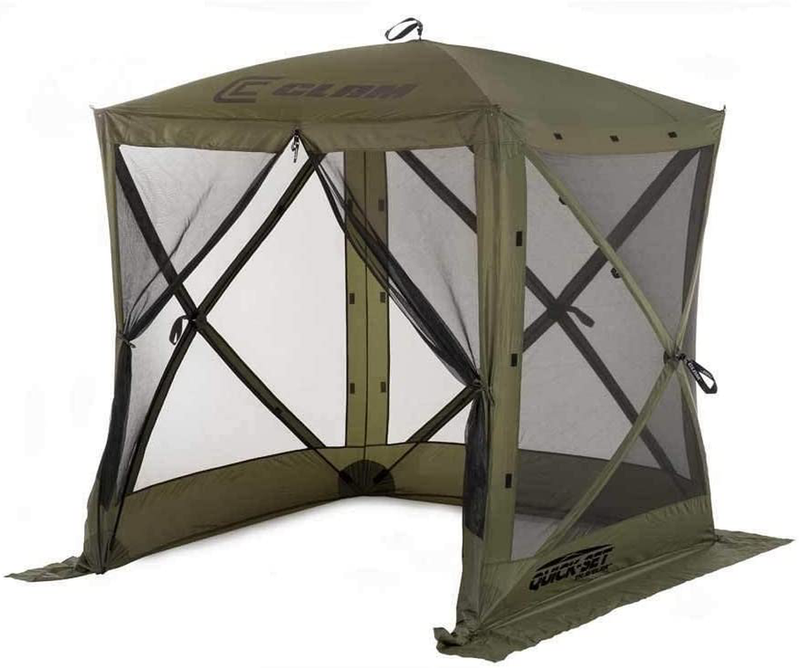 CLAM Quick-Set Escape 11.5 x 11.5 Foot Portable Pop-Up Outdoor Camping Gazebo Screen Tent 6 Sided Canopy Shelter with Ground Stakes & Carry Bag, Green Home & Garden > Lawn & Garden > Outdoor Living > Outdoor Structures > Canopies & Gazebos CLAM Green Small 