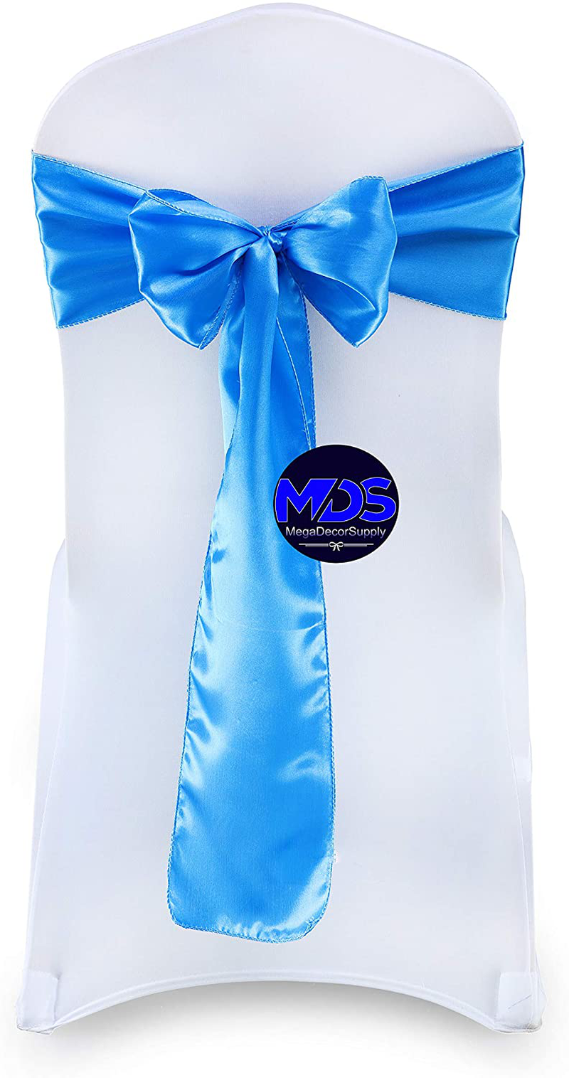 mds Pack of 25 Satin Chair Sashes Bow sash for Wedding and Events Supplies Party Decoration Chair Cover sash -Gold Arts & Entertainment > Party & Celebration > Party Supplies mds Blue 25 