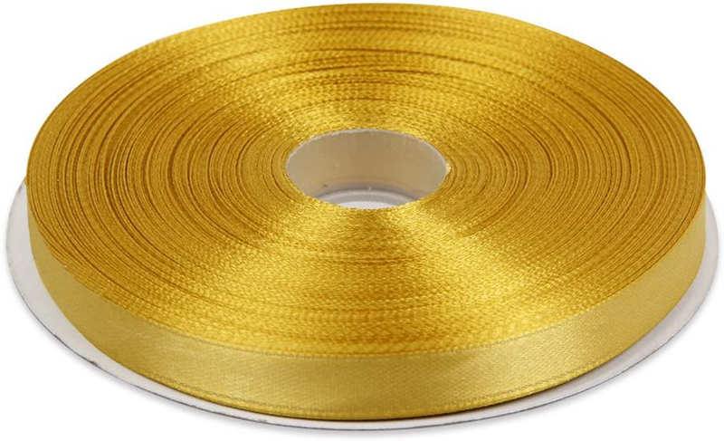 Topenca Supplies 3/8 Inches x 50 Yards Double Face Solid Satin Ribbon Roll, White Arts & Entertainment > Hobbies & Creative Arts > Arts & Crafts > Art & Crafting Materials > Embellishments & Trims > Ribbons & Trim Topenca Supplies Gold 3/8" x 50 yards 