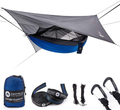 Easthills Outdoors Jungle Explorer 118" X 79" Double Camping Hammock Lightweight Ripstop Parachute Nylon 2 Person Hammocks with Removable Bug Net, Tree Straps and Tarp Navy Blue Sporting Goods > Outdoor Recreation > Camping & Hiking > Mosquito Nets & Insect Screens Easthills Outdoors Blue With Rainfly  
