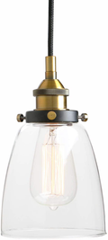 Pathson Retro Pendant Lighting, Industrial Small Hanging Light with Clear Glass and Textile Cord, Adjustable Kitchen Lamp for Hotels Hallway Living Room Home & Garden > Lighting > Lighting Fixtures Pathson Antique  