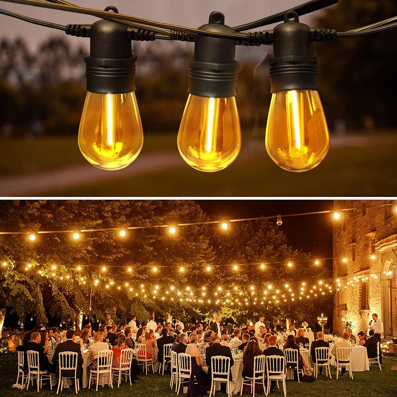 LED Outdoor String Lights 48FT with 2W Edison Vintage Shatterproof Bulbs and Commercial Grade Weatherproof,Heavy-Duty Decorative LED Patio String Lights for Wedding,Gathering Home & Garden > Lighting > Light Ropes & Strings Baxstel   