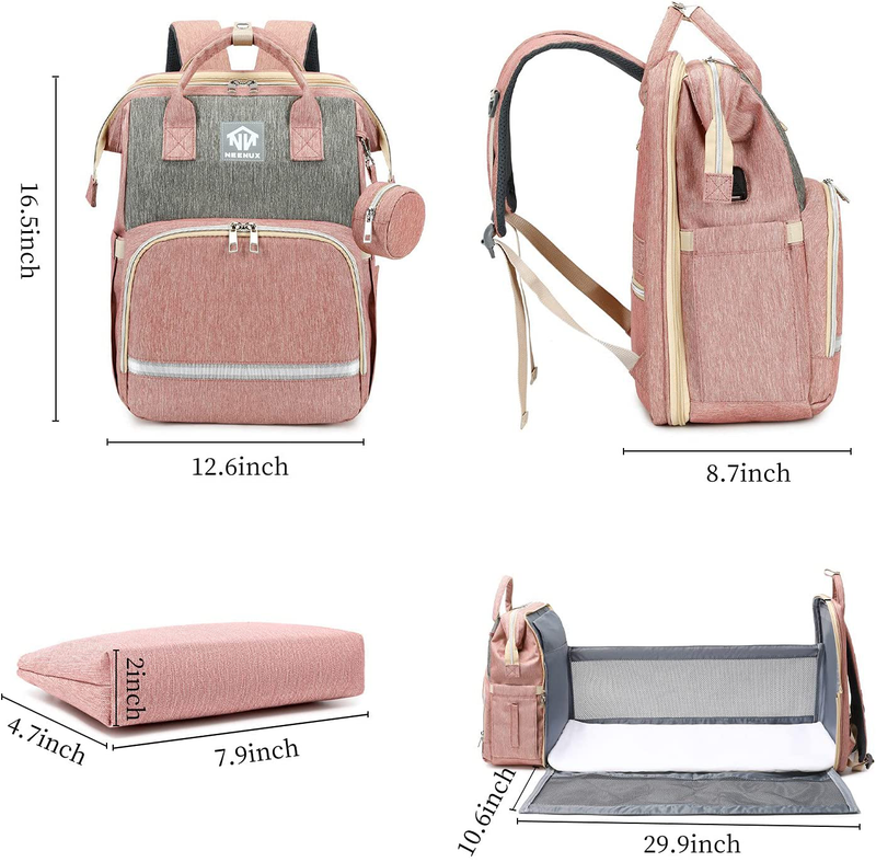 NEENUX Diaper Bag Backpack - 3 in 1 Diaper Bag with Changing Station, Baby Bag Backpack, Travel Bassinet Foldable Baby Bed, Portable Changing Pad, Multifunction Diaper Bag Baby Bags for Boys and Girls Sporting Goods > Outdoor Recreation > Camping & Hiking > Mosquito Nets & Insect Screens NEENUX   