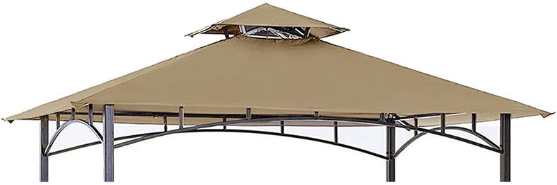 Grill Gazebo Replacement Canopy Roof - Viragzas 5x8 Double Tiered Gazebo Shelter Canopy Top Cover Outdoor BBQ Tent Roof ONLY FIT for Model L-GG001PST-F (Khaki) Home & Garden > Lawn & Garden > Outdoor Living > Outdoor Structures > Canopies & Gazebos Viragzas Default Title  