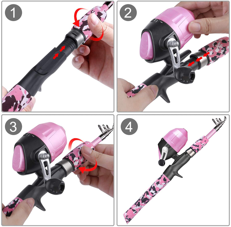 Kids Fishing Pole, Portable Kids Fishing Rod and Reel Combo - Melding Funny  Cartoon Pattern on Rod and Reel, Perfect Fishing Kit Gift for Kids